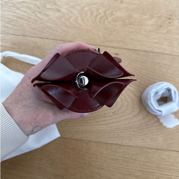 Pedro - Micro Barrel Pouch in Wine Red & Silver - Picture 3 of 5